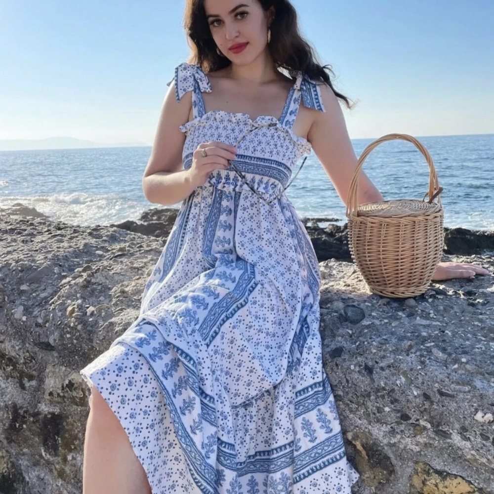 Zara blue strappy midi dress